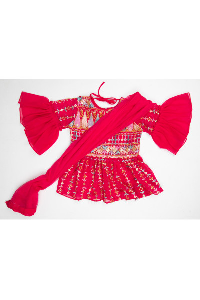 All Over Embroidery And Sequin Worked Kids Dress (KR1278)